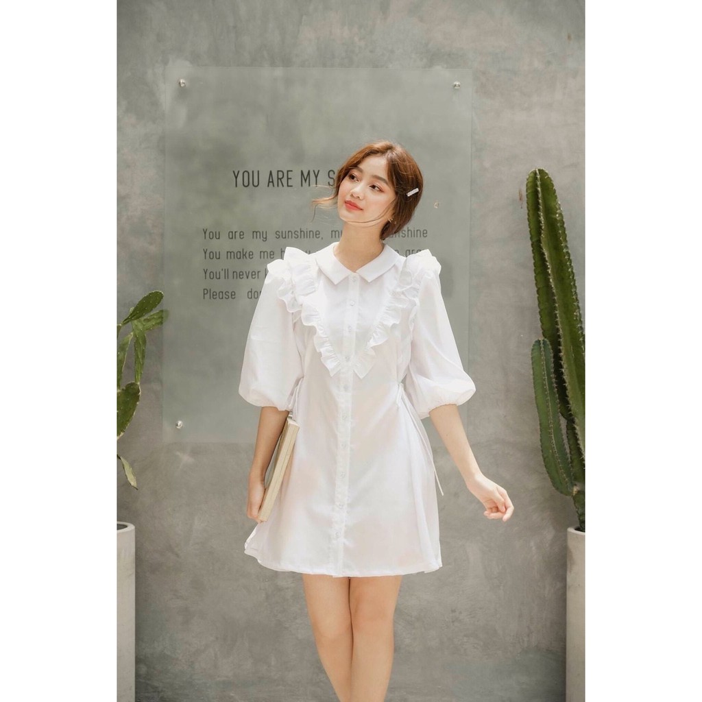 Đầm phối bèo tay lỡ 2 màu