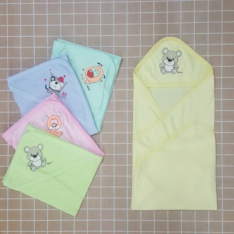 Chăn choàng, chăn ủ mùa hè 2 lớp có mũ cho bé