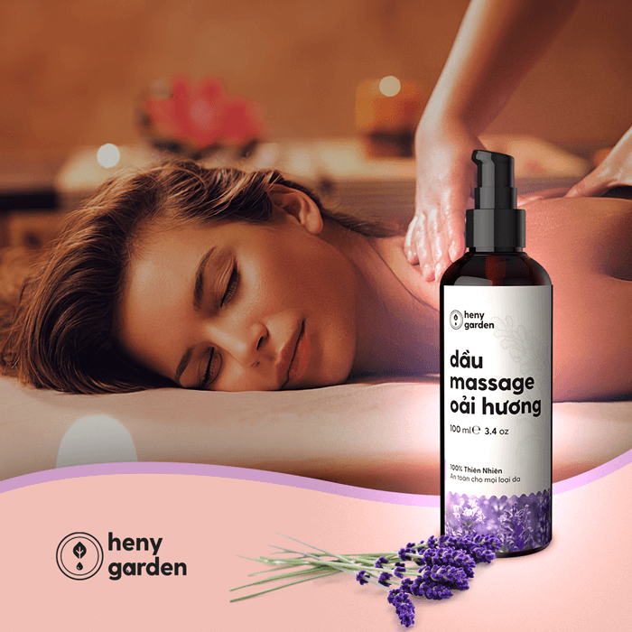 Dầu massage body hoa oải hương lavender 100ml heny garden - dưỡng da từ dầu hạt nho dầu olive dầu cám gạo