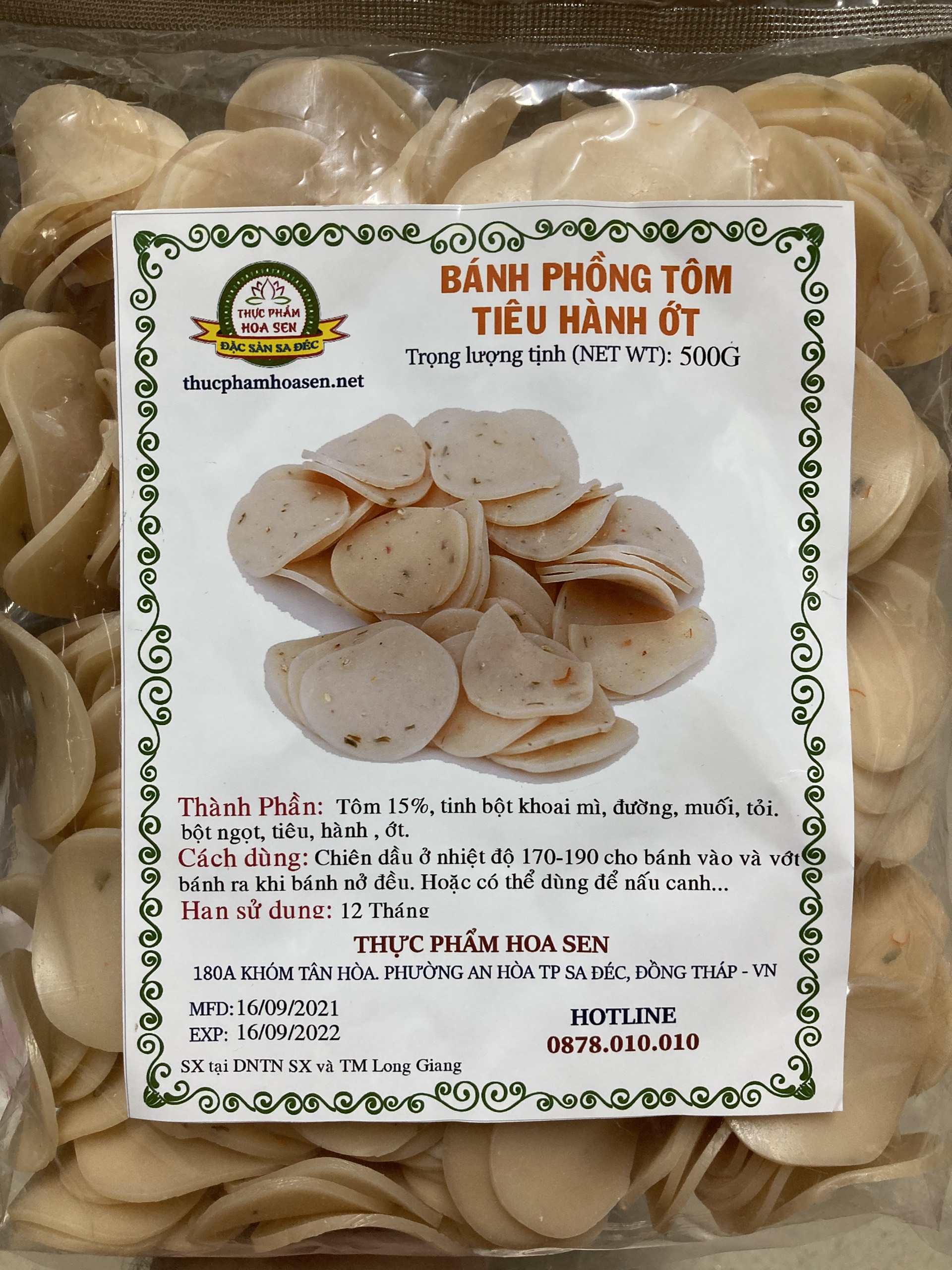 [BD] BÁNH PHỒNG TÔM TIÊU HÀNH ỚT GÓI 500G