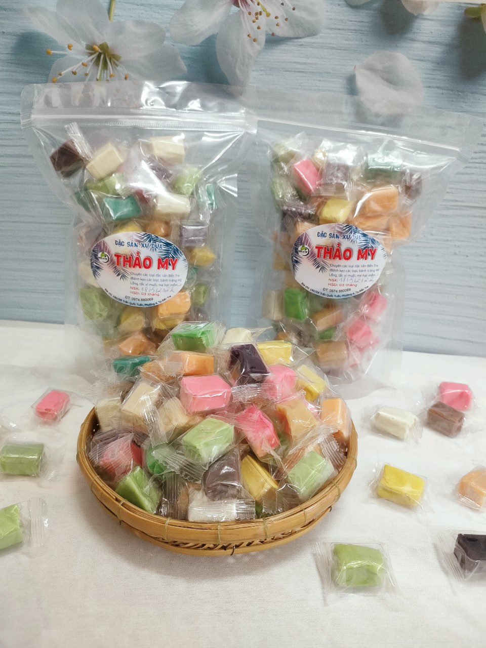(Freeship) 1kg Kẹo dừa sáp dẻo Thập Cẩm Bến Tre