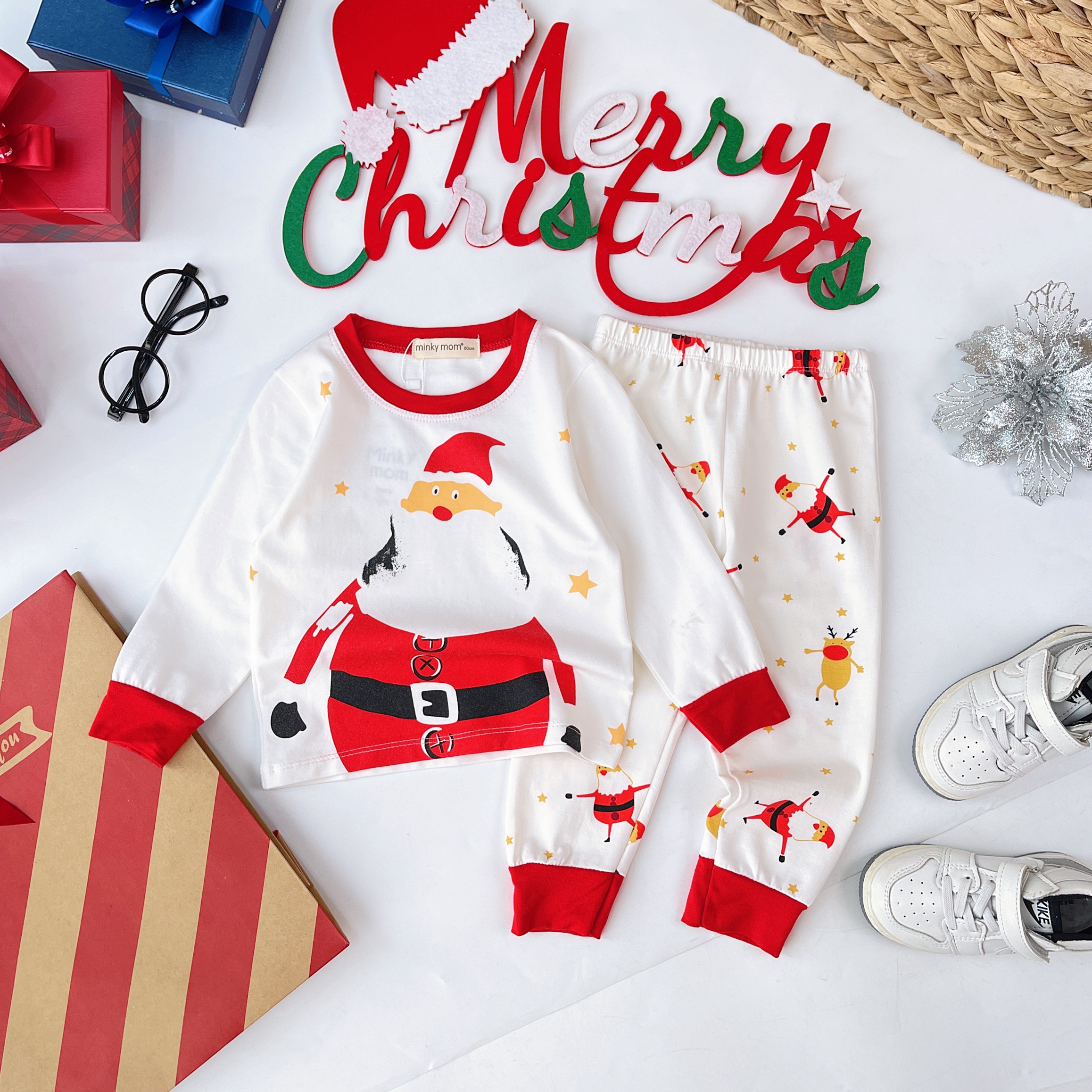 [Freeship Max] Bộ quần áo trẻ em Giáng sinh dài tay 23Kids cho bé trai bé gái đón NOEL 2023, chất cotton cao cấp siêu co giãn, siêu mềm mịn 6-27kg