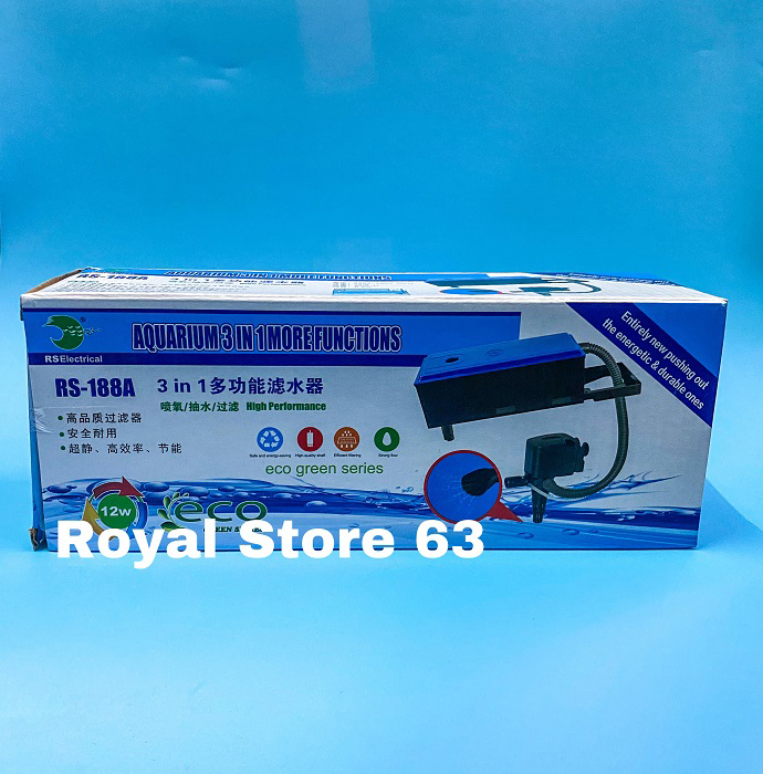 Rs Electrical RS 188 bộ bơm lọc hồ cá 12w tặng kèm gòn lọc