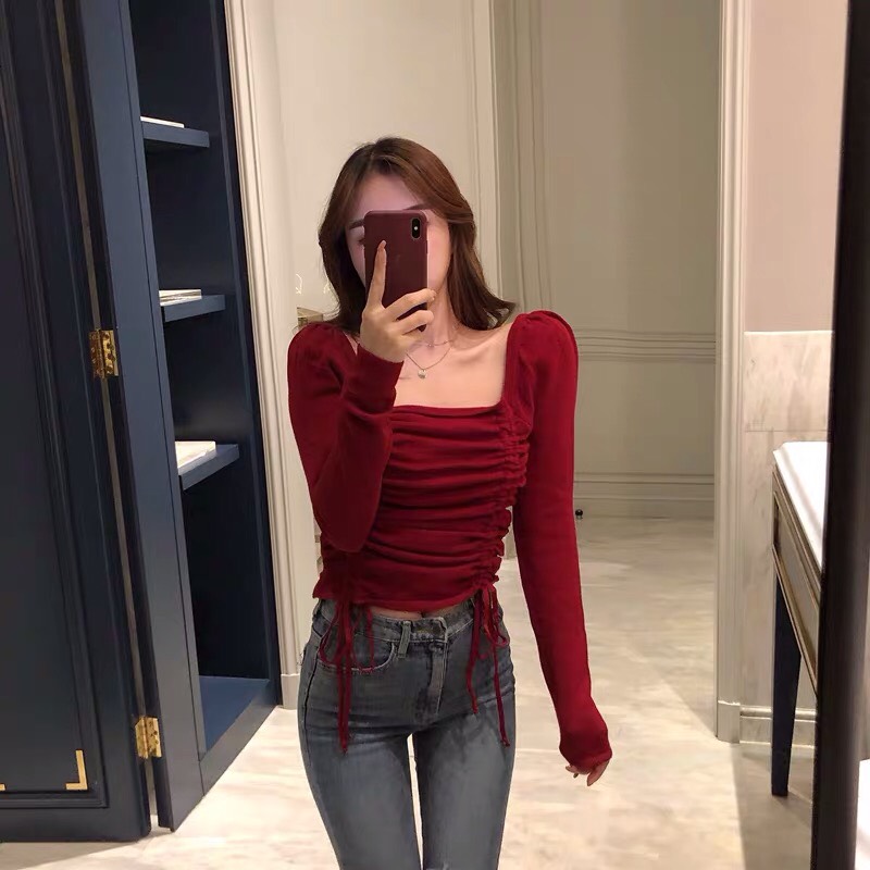 Áo thun lụa rút hai bên tay dài siêu hot TTSA0045