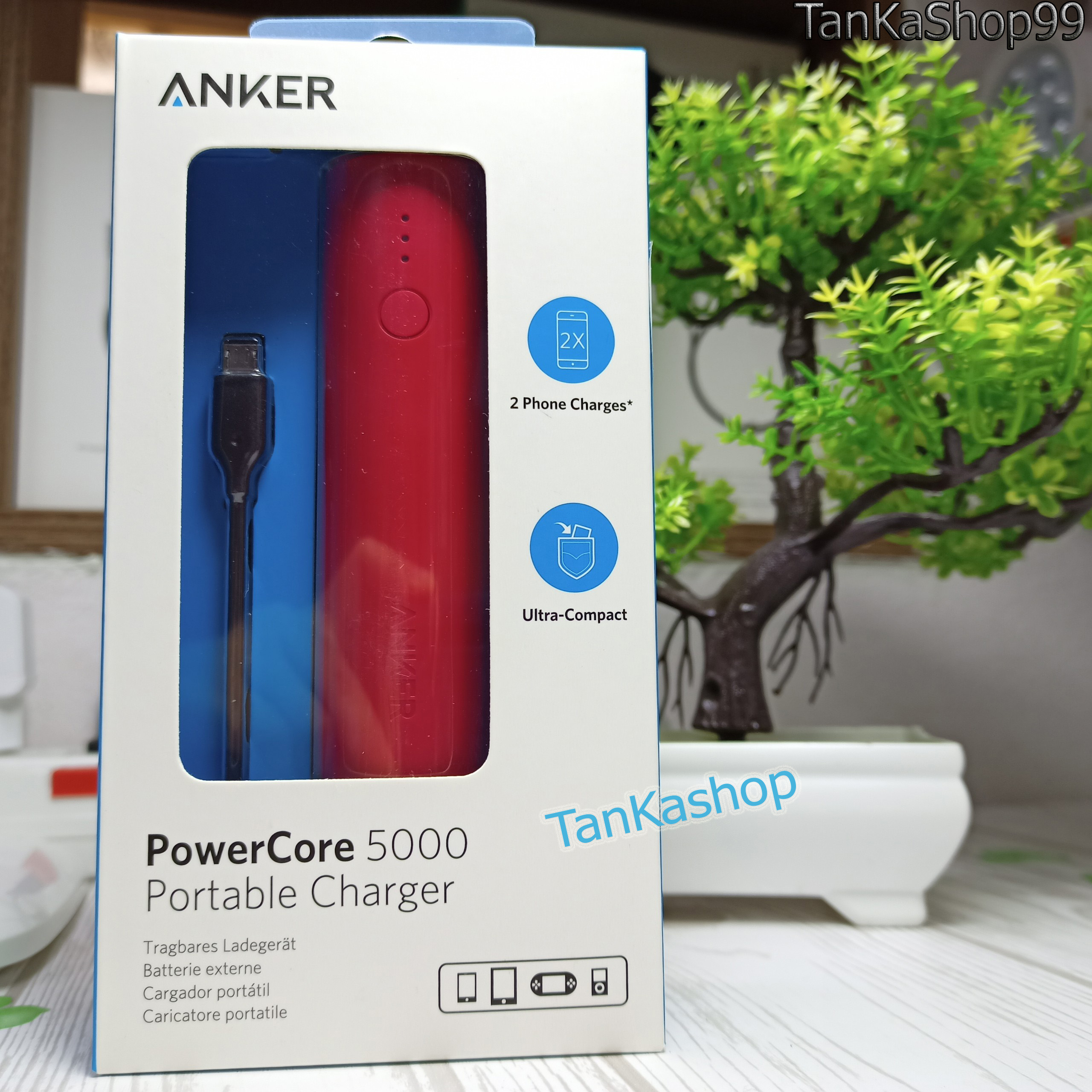 Pin sạc dự phòng Anker hình thỏi son PowerCore 5000mAh - A1109