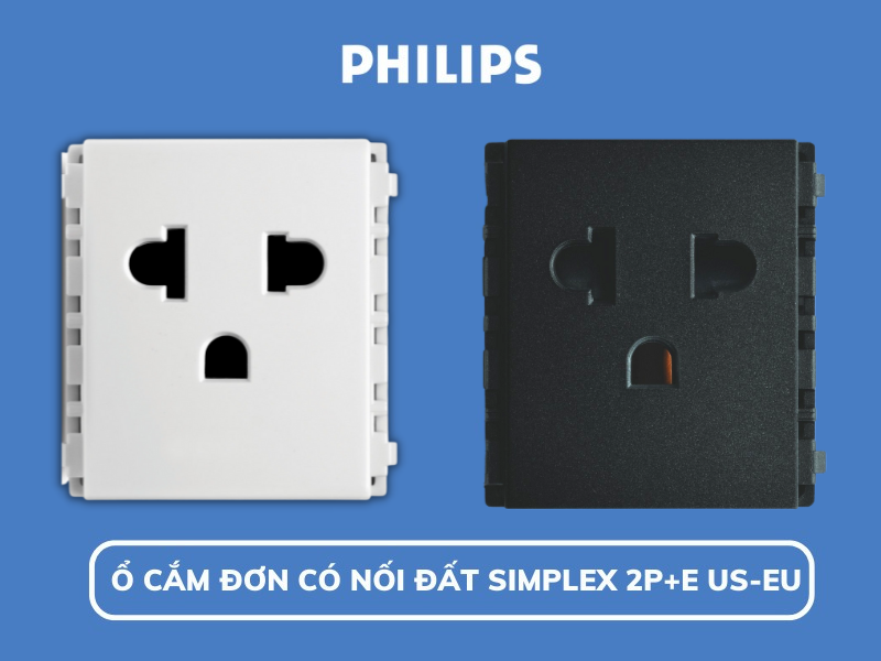 Ổ cắm đơn / Ổ cắm đôi LeafStyle Philips - Đa dạng loại ổ cắm (có nối đất, có công tắc)