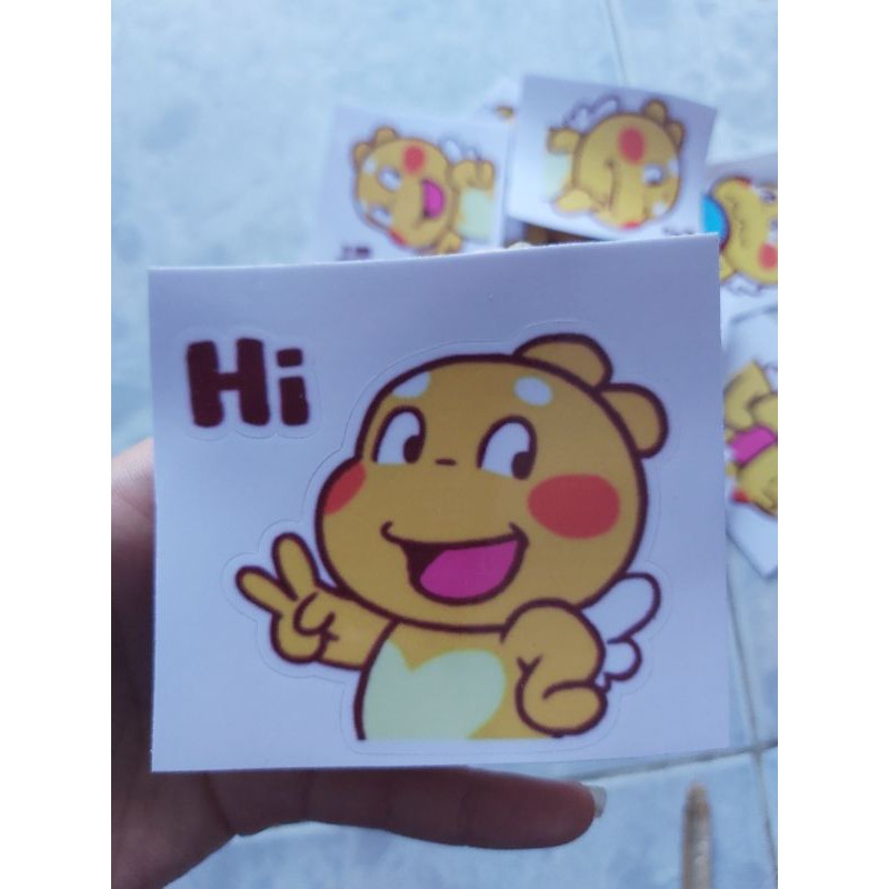 Combo 1 Tem Sticker Khủng Long Vàng Cute Dán Xe, Nón Giá Rẻ
