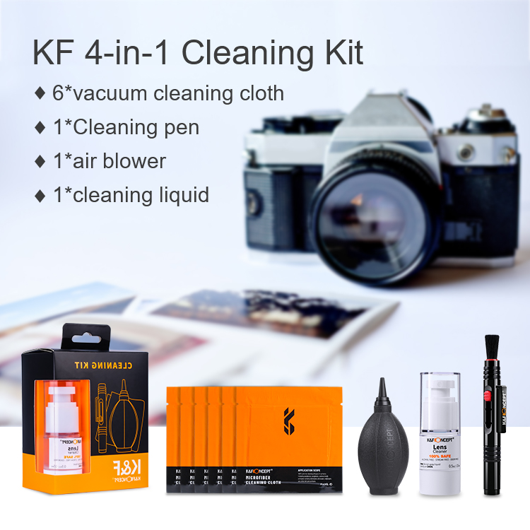 K&F CONCEPT 4 in 1 Camera Cleaning Kits 15ml Cleaner+ Lens Brushes+Cleaning Pen+Cleaning Cloth for Camera Lenses & Filters Sensor Screen LCD