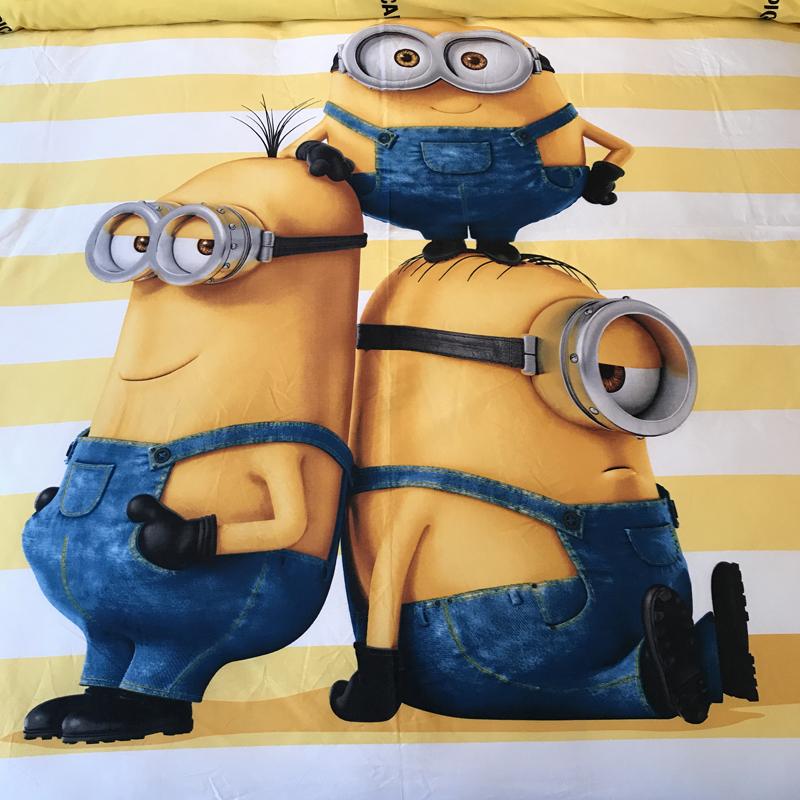 Bộ chăn ga gối LỤA Cotton hình MINION nhập khẩu Hàn nguyên set dành cho Con Yêu - Tất cả vì con