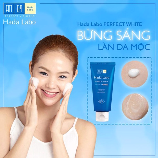 [HCM]Sữa rửa mặt dưỡng trắng Hada Labo Perfect White Cleanser 80g