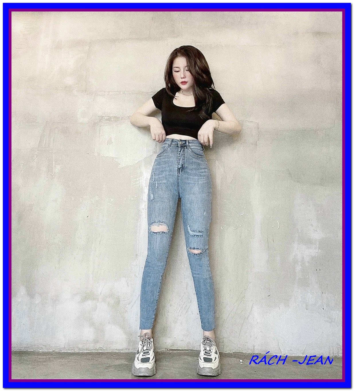 Quần jean nữ RÁCH XANH NHẠT 998 siêu xịn chất jean giãn siêu đẹp quần bò chẩn siêu xịn a11