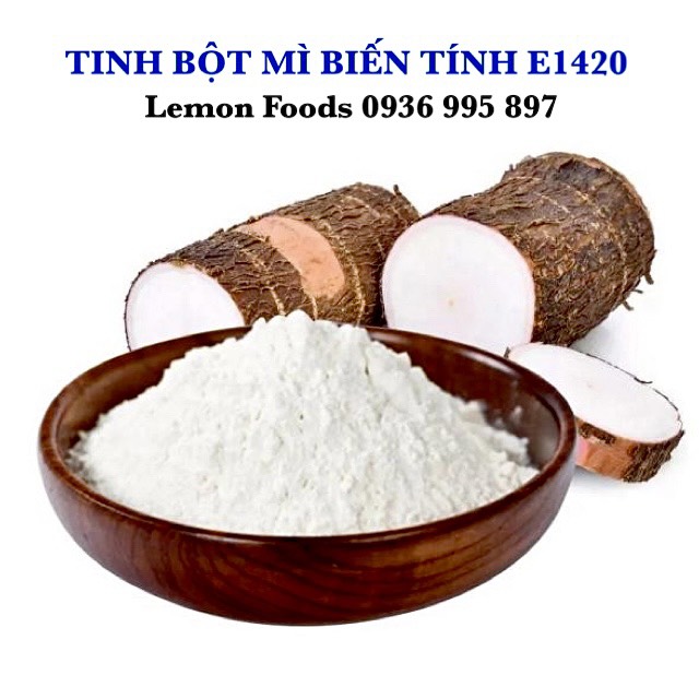 1Kg Tinh bột mì (sắn) biến tính Thái Lan - Starch Acetate E1420 chuyên dùng cho xúc xích, cá viên, chả lụa