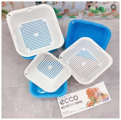 Set 3 Bộ Thau Rổ ECCO Đa Năng Siêu Tiện