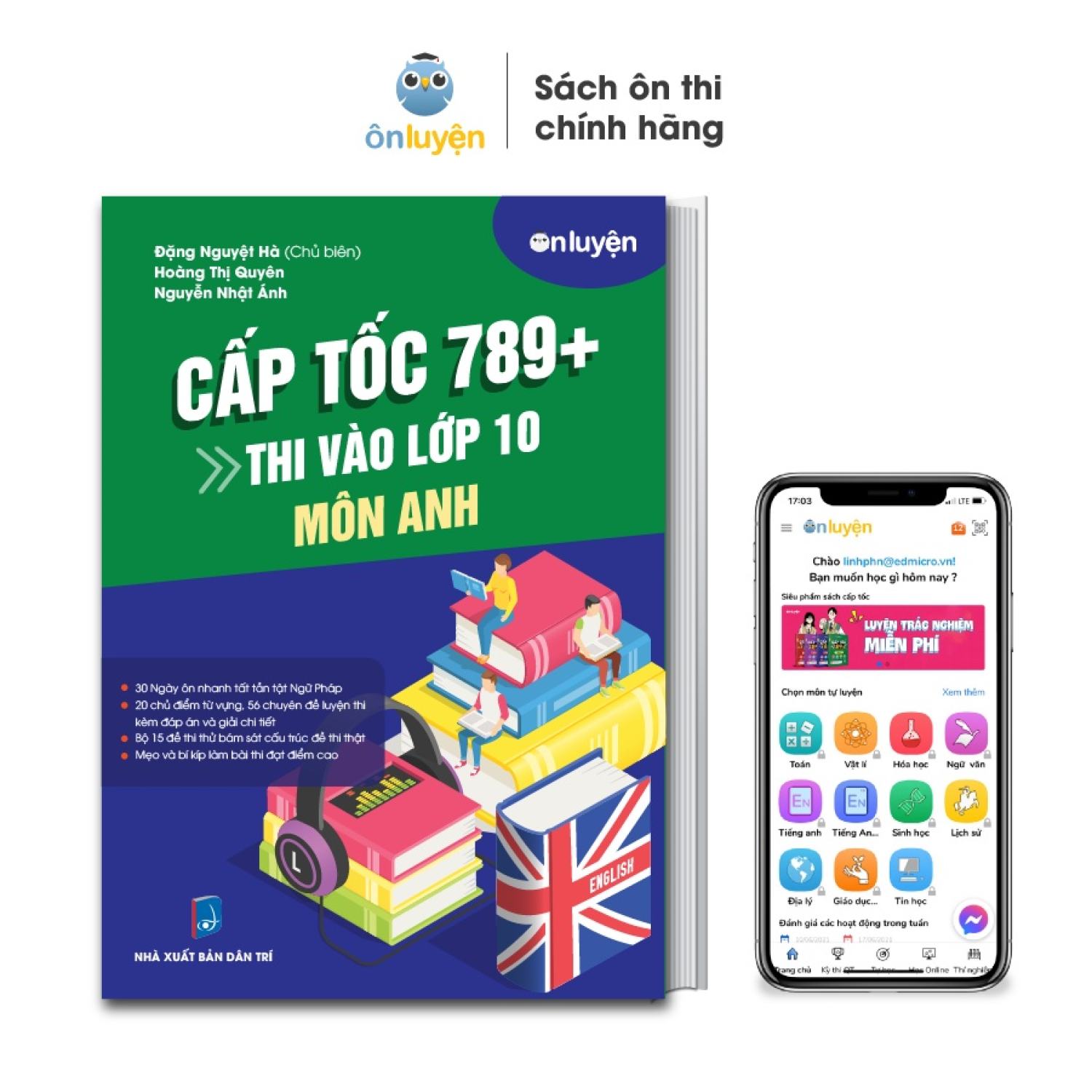 Sách thi vào 10 - Combo 3 cuốn Cấp tốc 789+ môn Toán, Văn, Anh