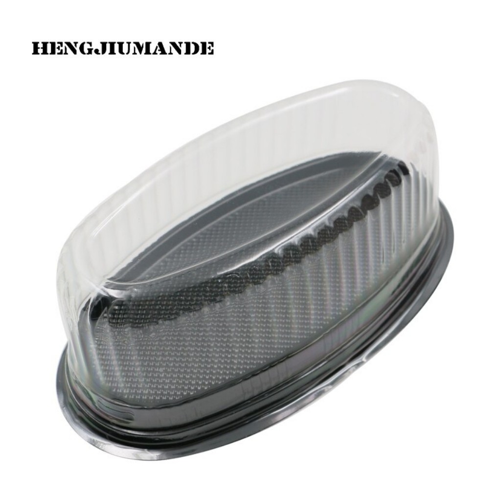 Hộp oval đế đen nắp trong f70 đựng bánh mỳ hoa cúc, cheese cake, bánh bò