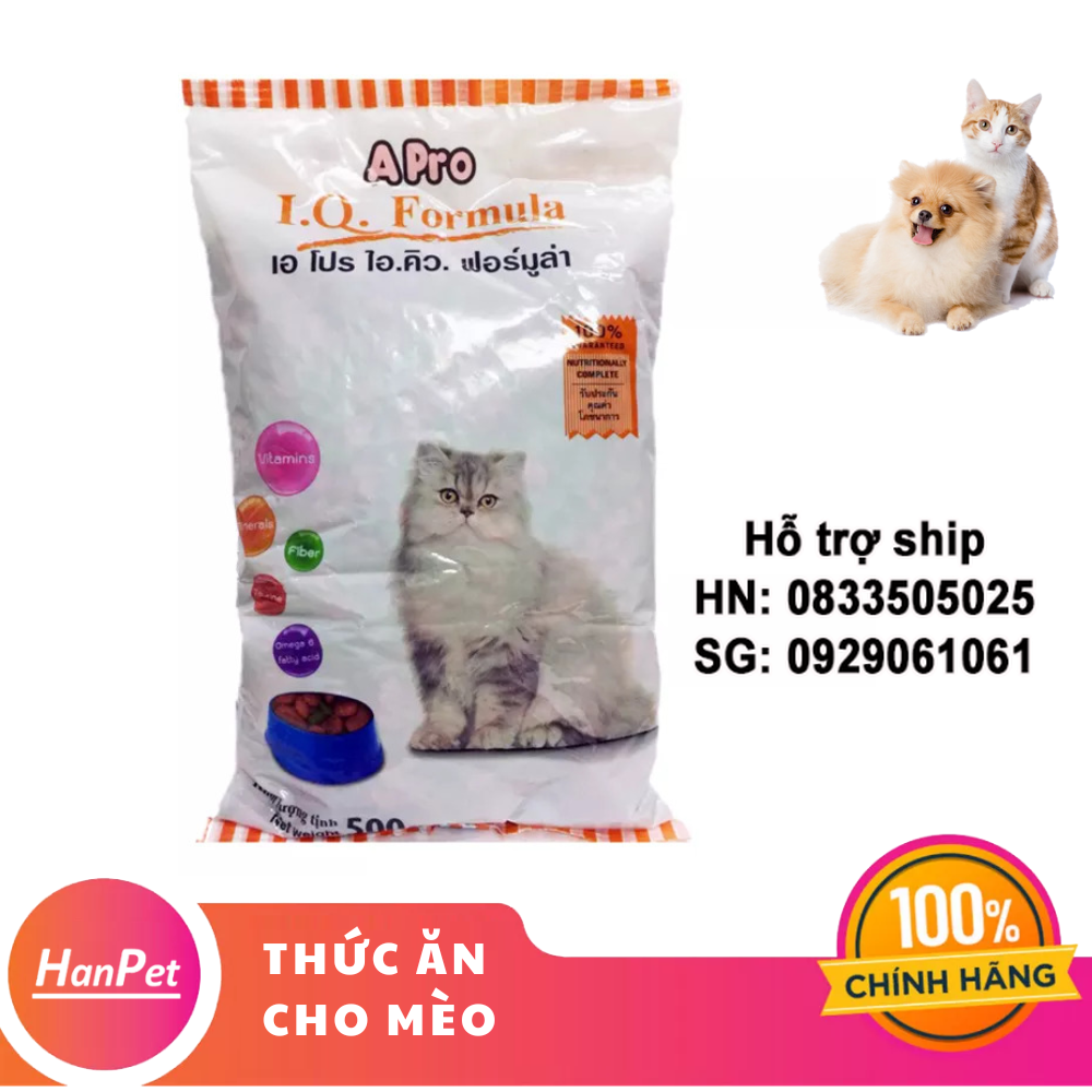 [Hoàn tiền 6%] Hanpet - COMBO 5 GÓI (mỗi gói 500gr) thức ăn viên cho mèo APRO IQ - Xuất xứ Thái Lan - Dùng cho mèo mọi lứa tuổi ( 23