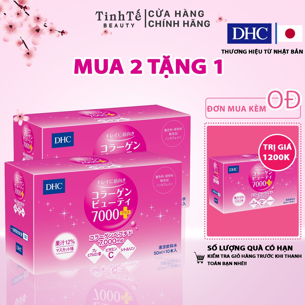 Bộ 2 hộp collagen nước DHC Nhật Bản Collagen Beauty 7000 Plus 500ml 50ml x