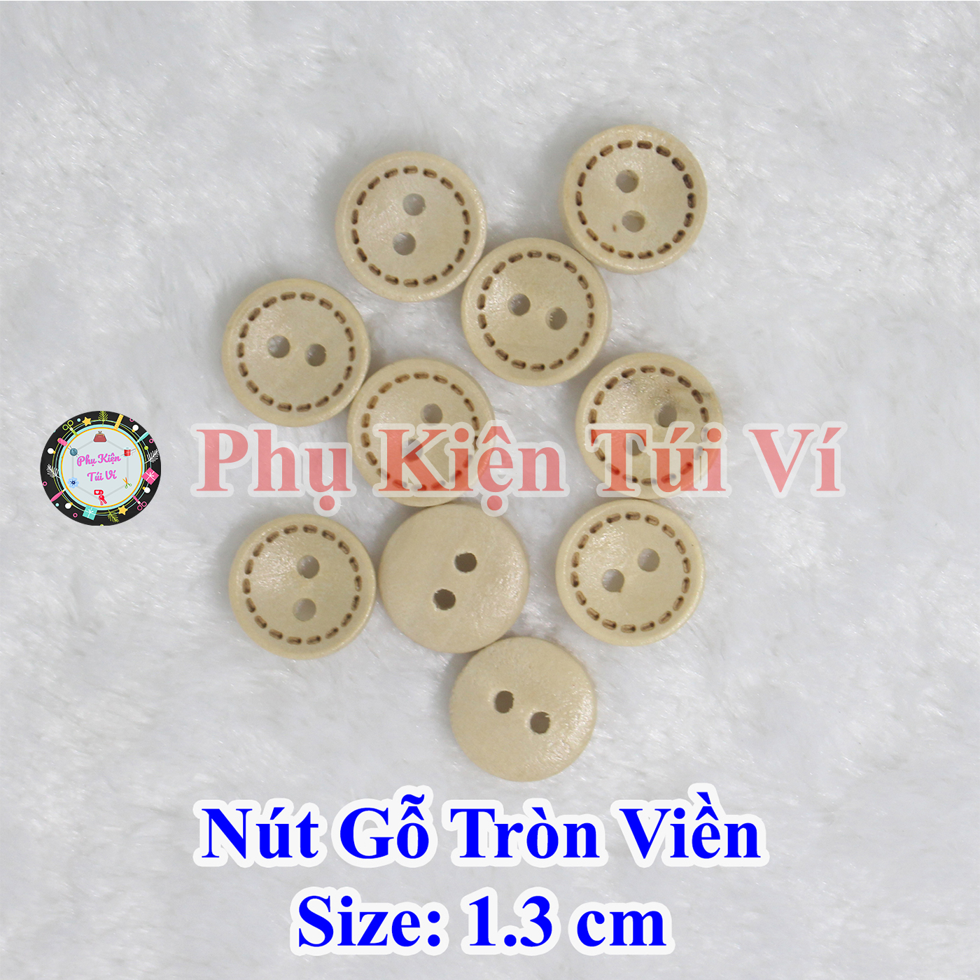 Nút gỗ tròn viền nâu kem (10 cái)