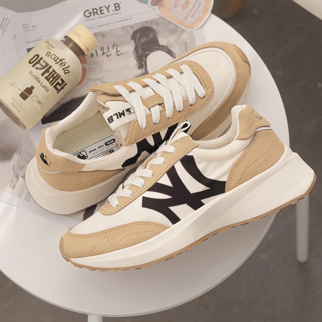 Giày Sneaker MLB Jogger New York Yankess yellow and white ( Full box)