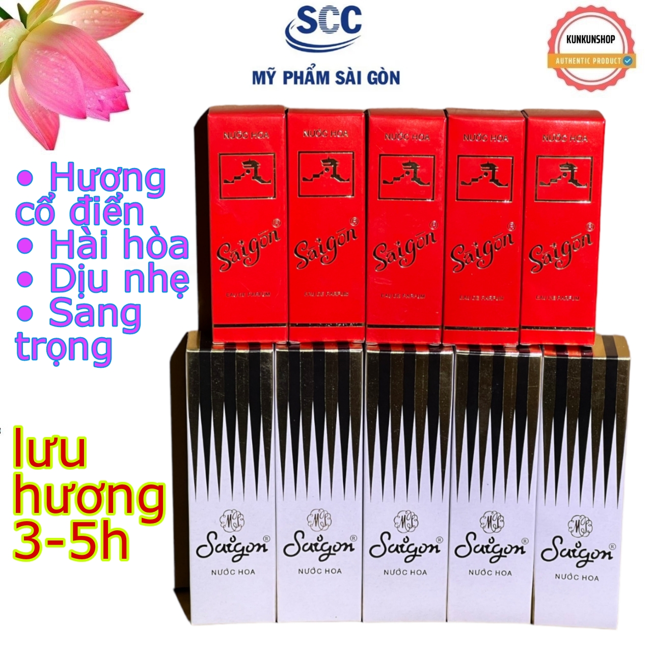 Combo 2 chai nước hoa sài gòn trắng 46ml và sài gòn đỏ 27ml hương cổ điển, dịu nhẹ