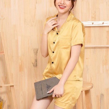 [BỘ NGỦ NỮ]Đồ ngủ nữ LULA BOUTIQUE lụa cộc tay, Bộ pijama lụa nữ mùa hè