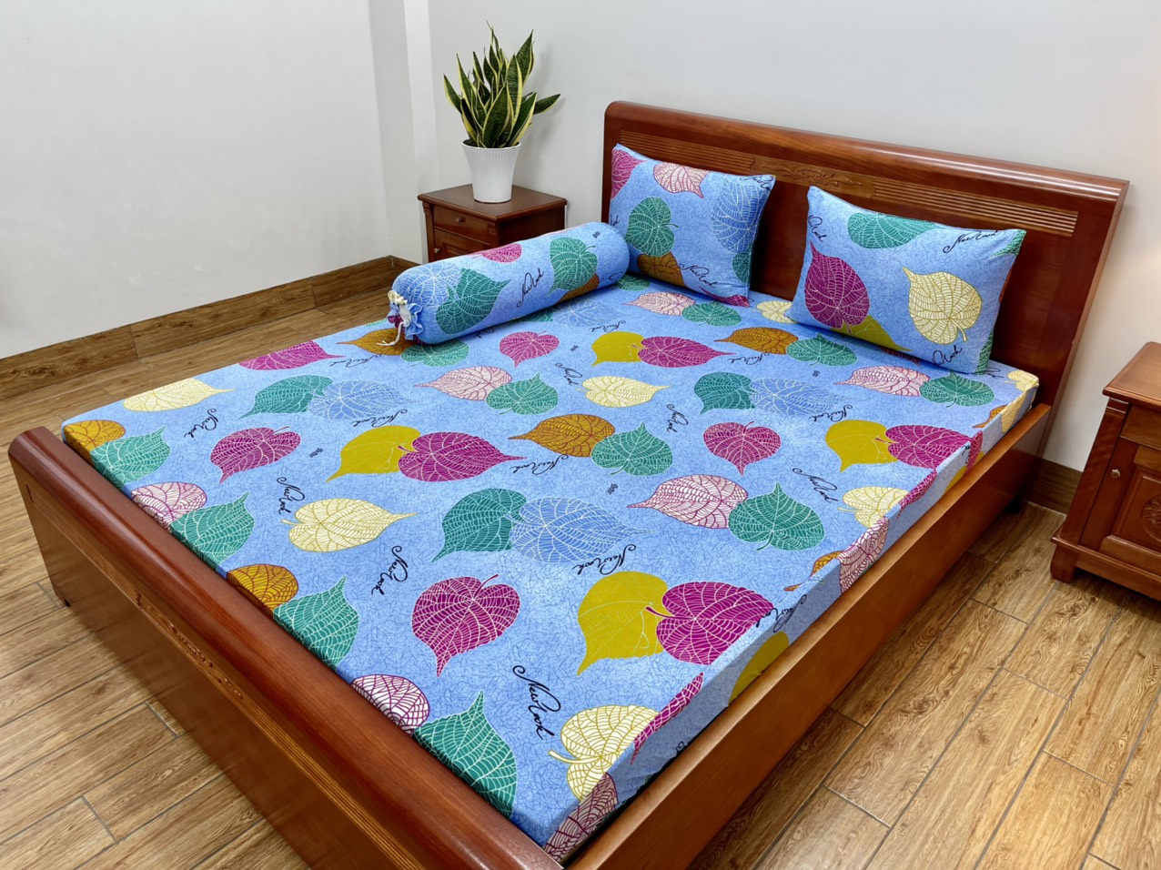 Bộ Ga Giường Thun Lạnh Hàn Quốc 4 Món ( 1 ga bọc + 2 vỏ gối nằm + 1 vỏ gối ôm )