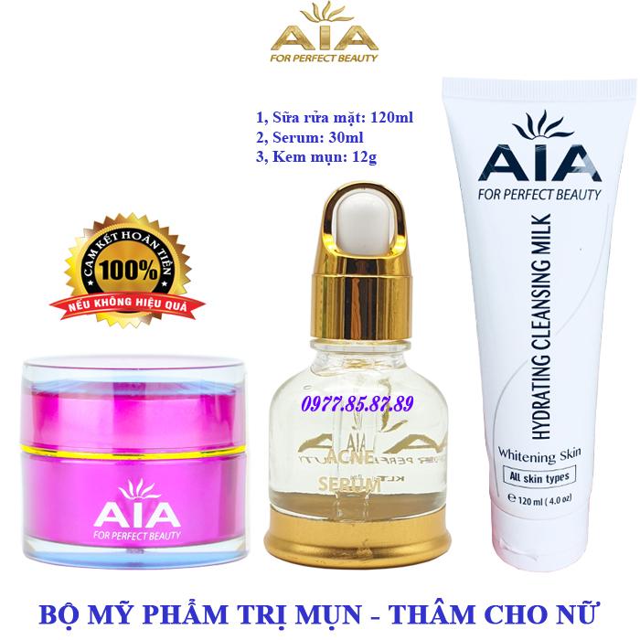Combo mỹ phẩm mụn thâm dưỡng trắng da chuyên sâu dành cho nữ AIA COSMETICS