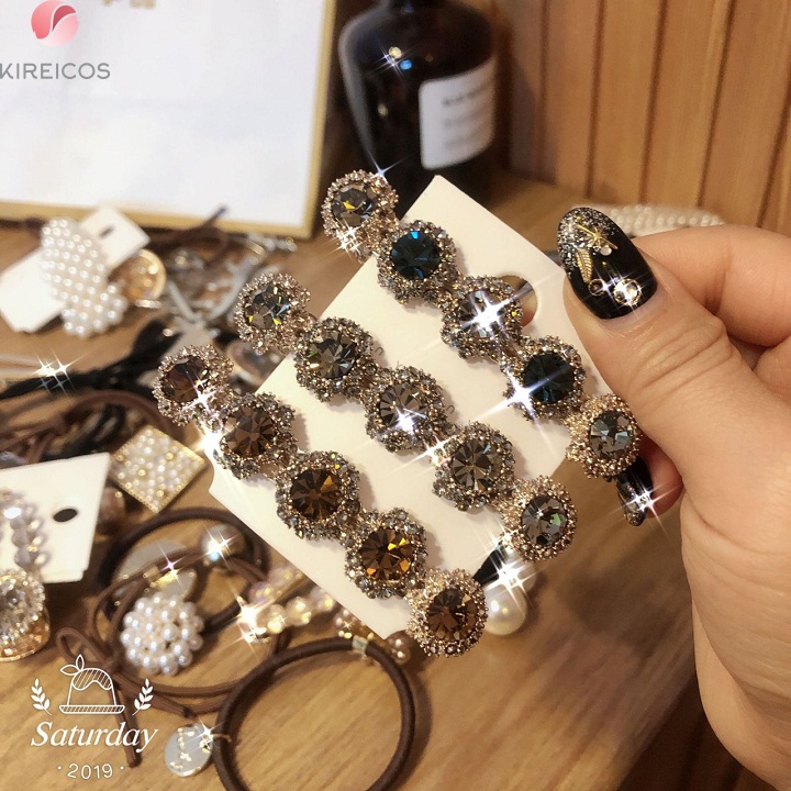 [HCM]Kẹp Tóc Cao Cấp Đính Hạt Đá Hàn Quốc Hot 2019 - Màu Ngẫu Nhiên - kireicos