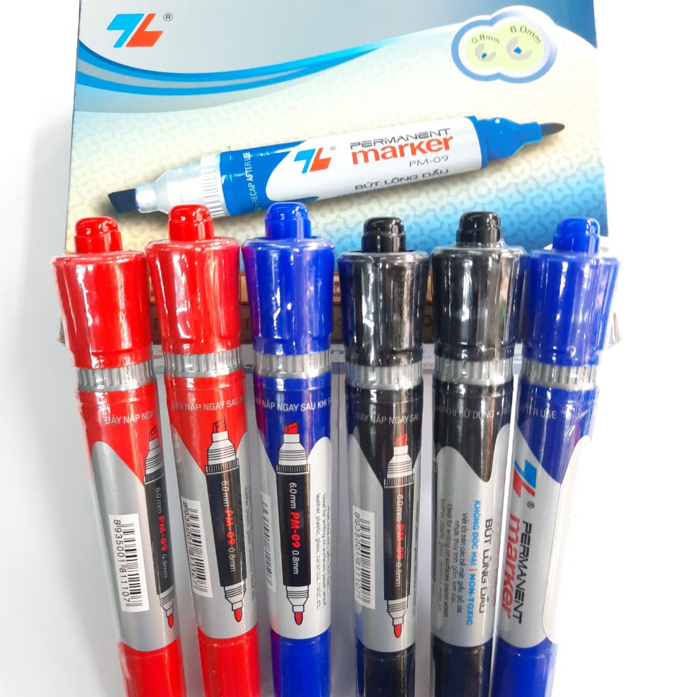 Hộp 10 cái Bút lông dầu PM09 2 đầu Thiên Long