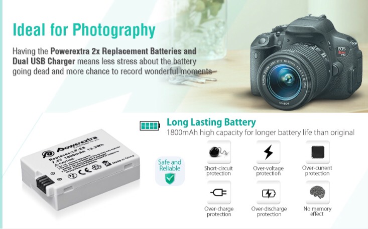 Combo 2Pin/1 Sạc LP-E8 cho máy ảnh Canon EOS 550D/ 600D/ 650D/ 700D.