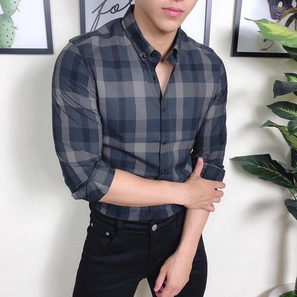 [HCM]SƠ MI NAM DÀI TAY CÔNG SỞ KẼ SỌC CARO CAO CẤP