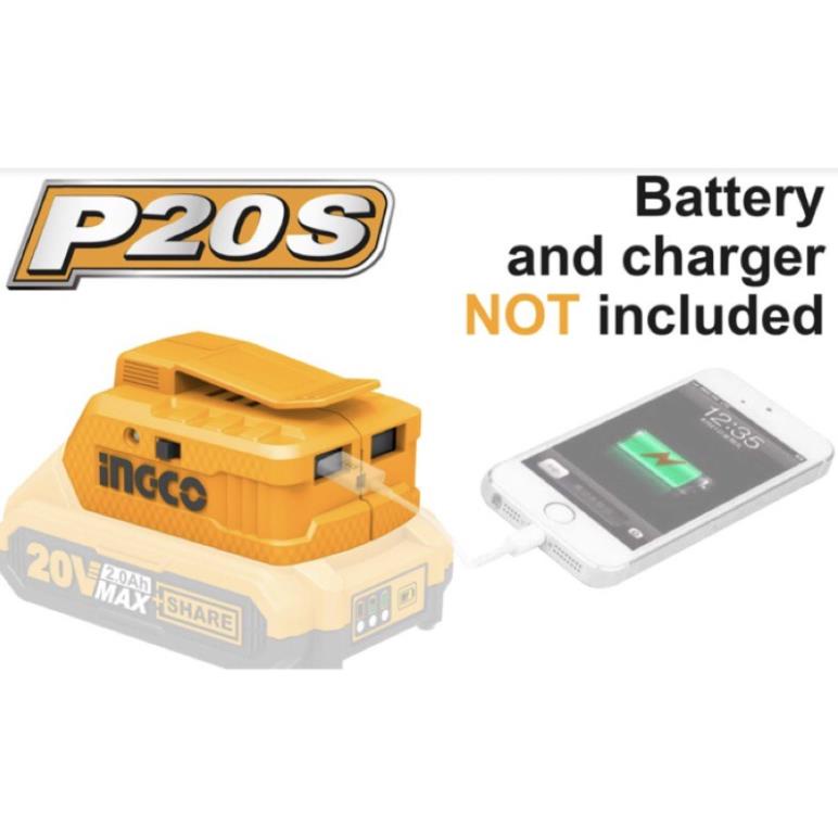 Sạc USB Lithium 20V INGCO CUCLI2001 KHÔNG KÈM PIN VÀ SẠC