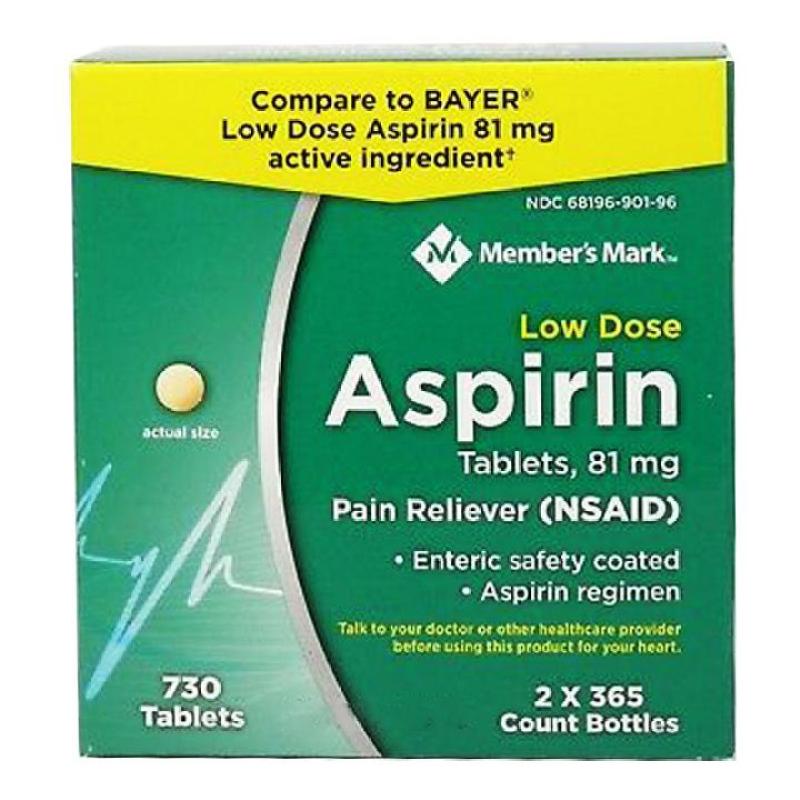 Viên Uống Aspirin Members Mark Low Dose 81mg 730 Viên cao cấp