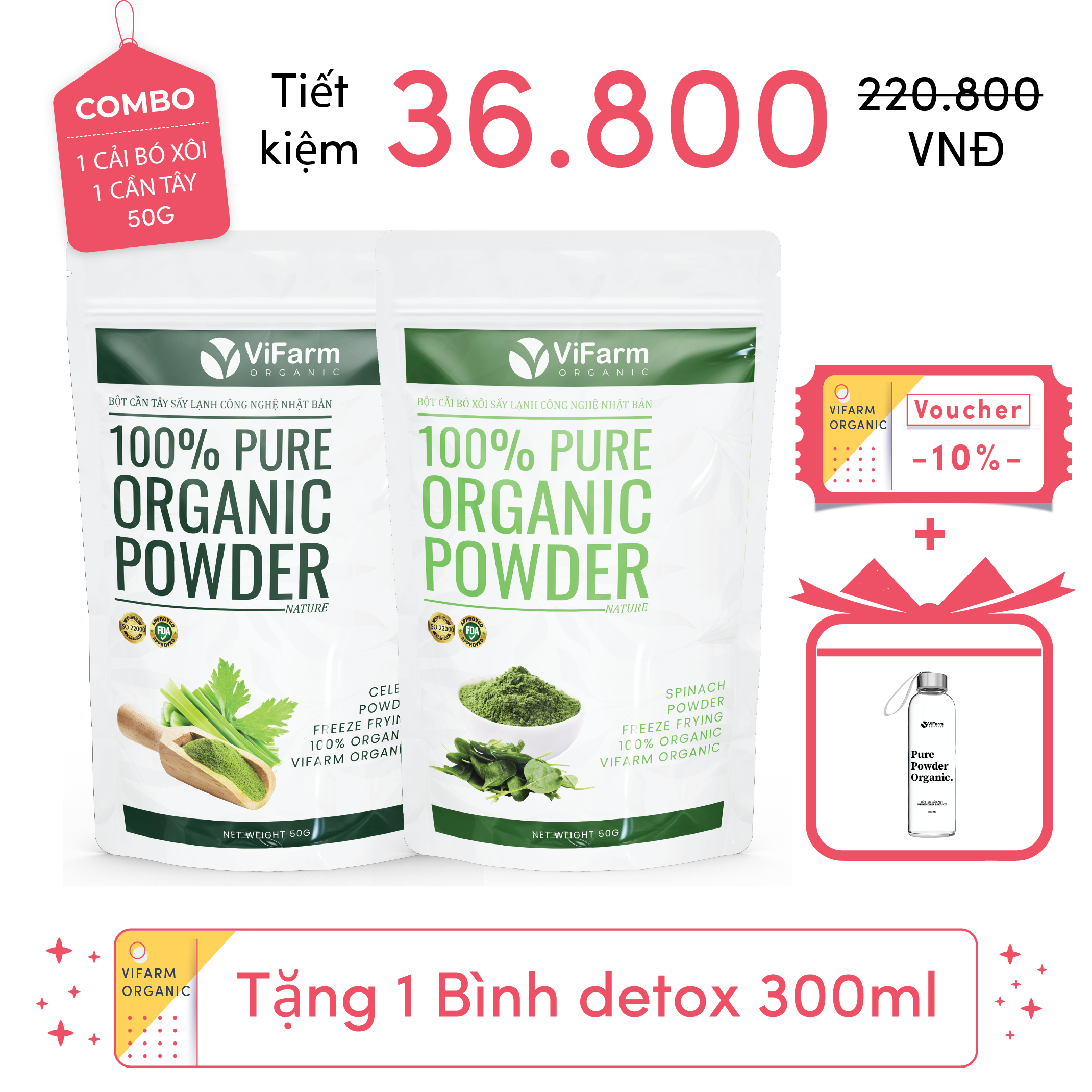 Bột Cải Bó Xôi Nguyên Chất ViFarm 50Gram