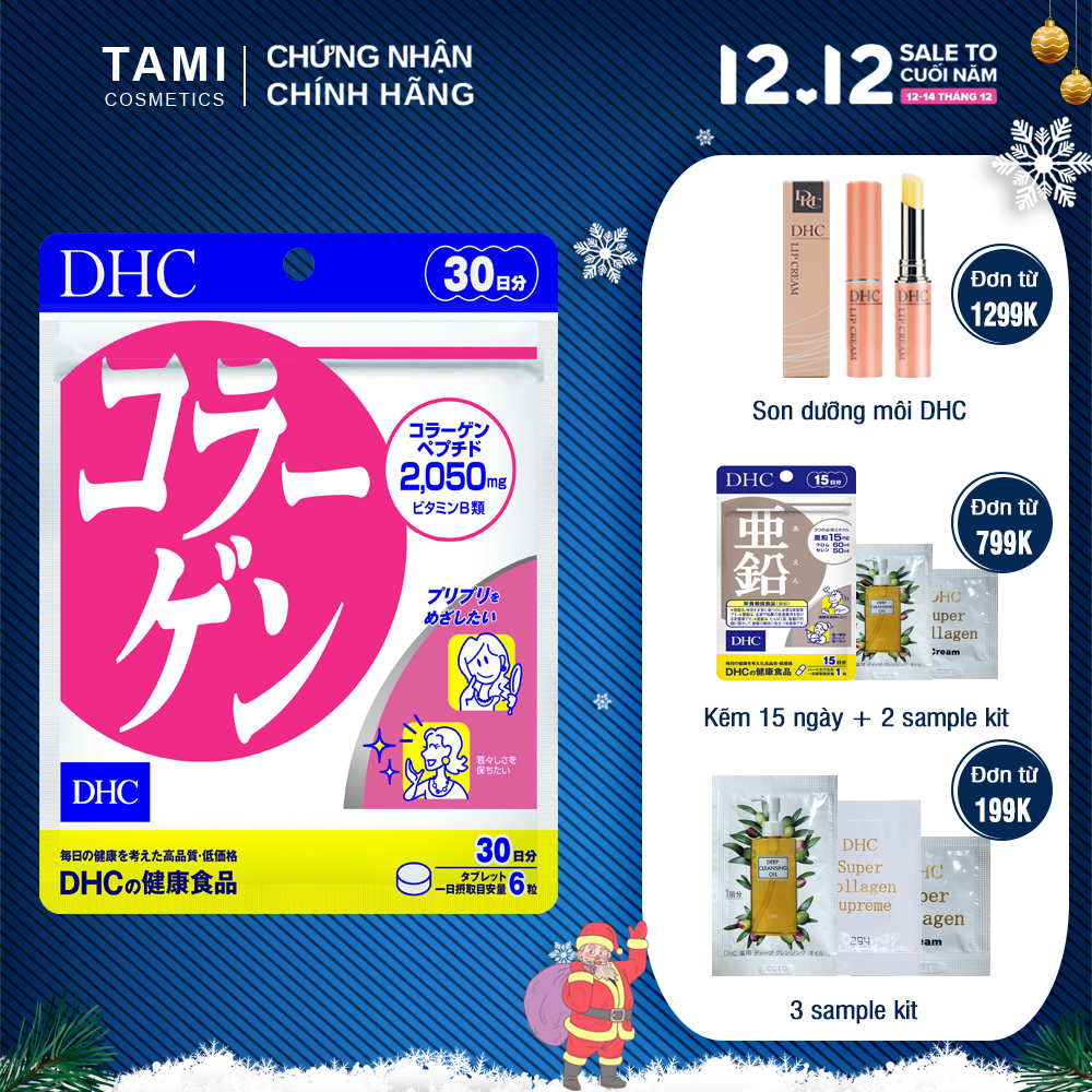 BÁO GIÁ VIÊN UỐNG CHỐNG LÃO HOÁ NHẬT BẢN | Shopee Lazada Sendo Tiki mới nhất 4 Viên uống collagen DHC Nhật Bản thực phẩm chức năng giúp chống lão hoá da, tăng khả năng đàn hồi, hỗ trợ xương khớp gói 30 ngày TA-DHC-COL30