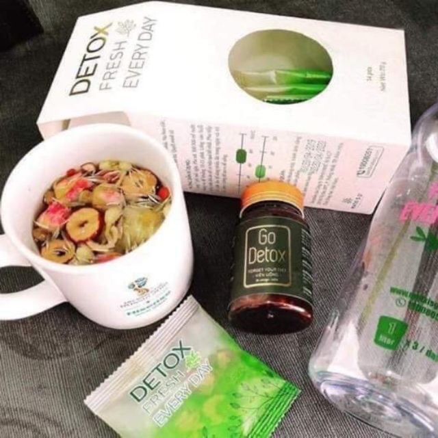 Combo Giảm Cân Go Detox Chính Hãng (Trà hoa & trà viên + Tặng kèm thước dây)