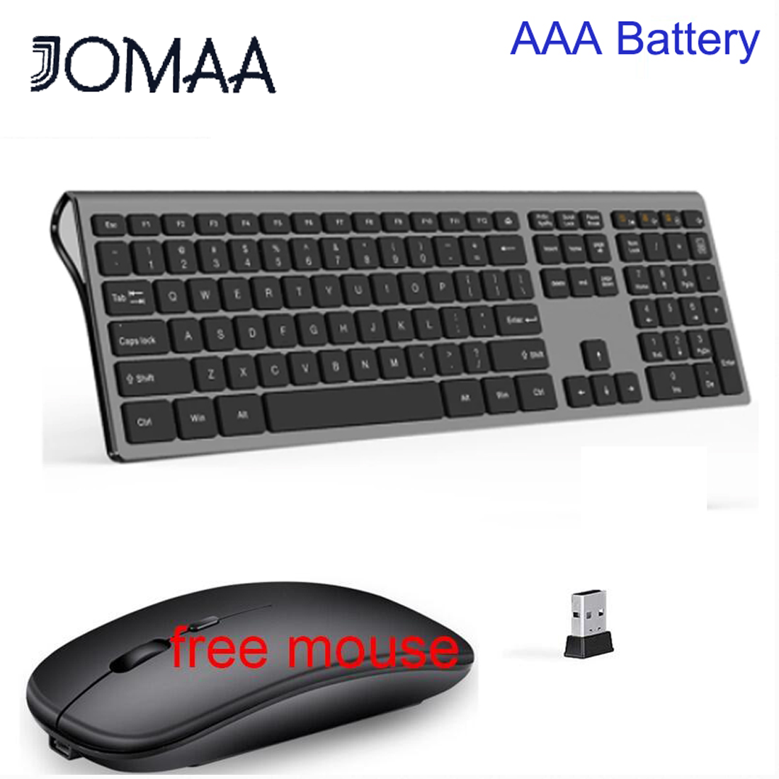 SeenDa Full Size 2.4G Wireless Keyboard and Mouse Rechargeable Low-Noise Ergonomic Keyboard for Office Home Using Computer Keyboard