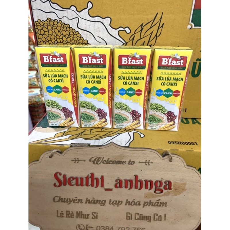 Sữa Lúa Mạch Có Canxi B’Fast Thùng 48 hộp x 180ml
