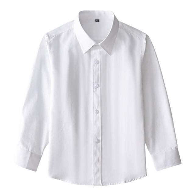 Boys Shirts for Students Uniform Long Sleeve Cotton Blouse Teenagers School Clothes Formal Wear 4 6 8 10 12 Years