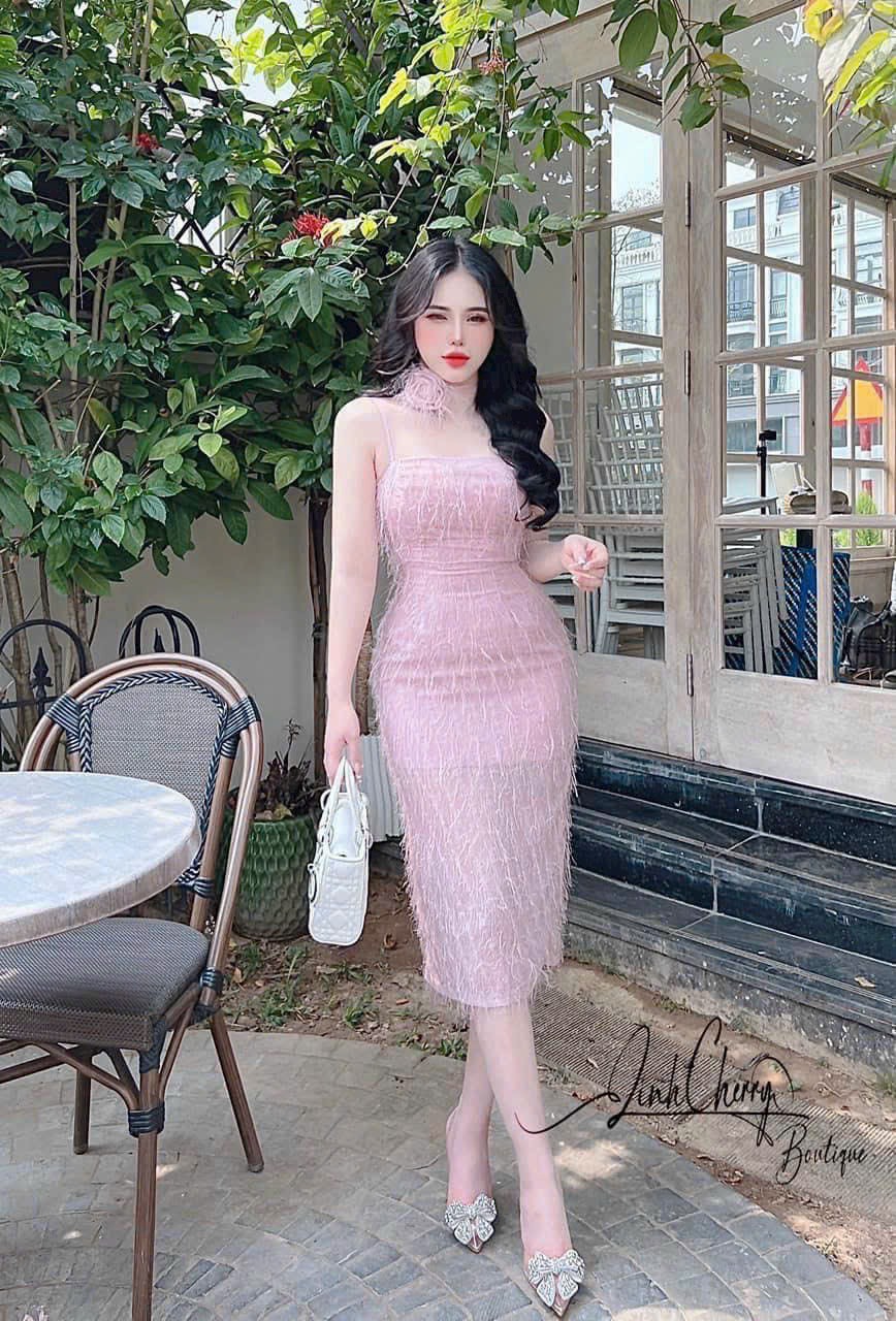Đầm lông vũ bông cuốn cổ