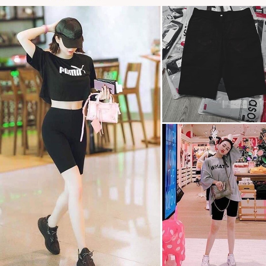 🎆bigsize🎆quần legging lửng nữ xuất hàn 🦋 quần biker ôm tập gym dáng ngắn asos🦋