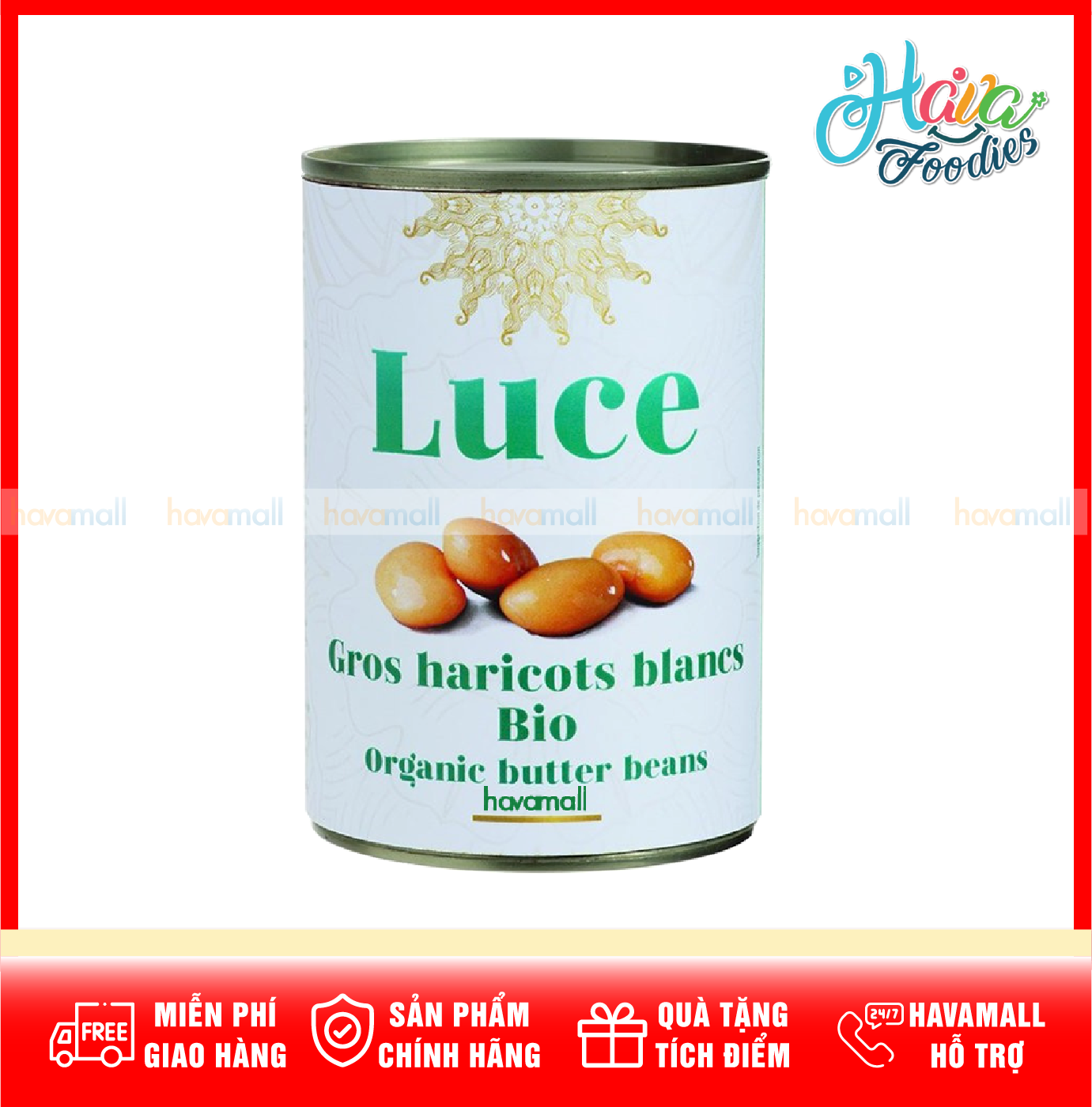 [HOÀN TIỀN MAX 10%][ HÀNG CÔNG TY NHẬP KHẨU ]  Đậu Trắng Hữu Cơ Đóng Lon Luce 400gr – Organic Butter Beans