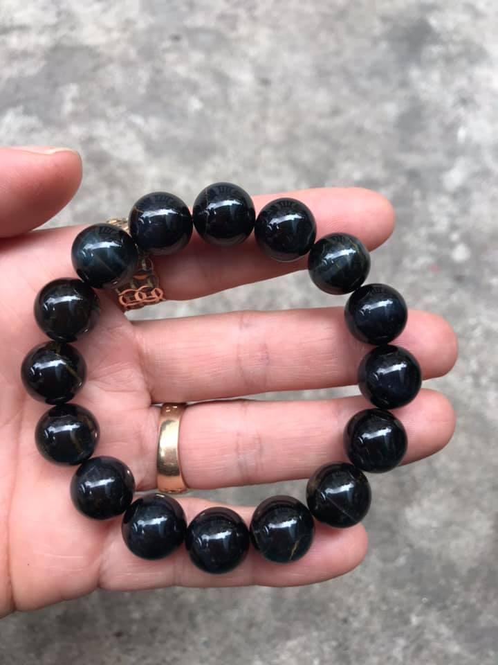 [HCM]VÒNG TAY ĐÁ MẮT HỔ XANH ĐEN 12LY
