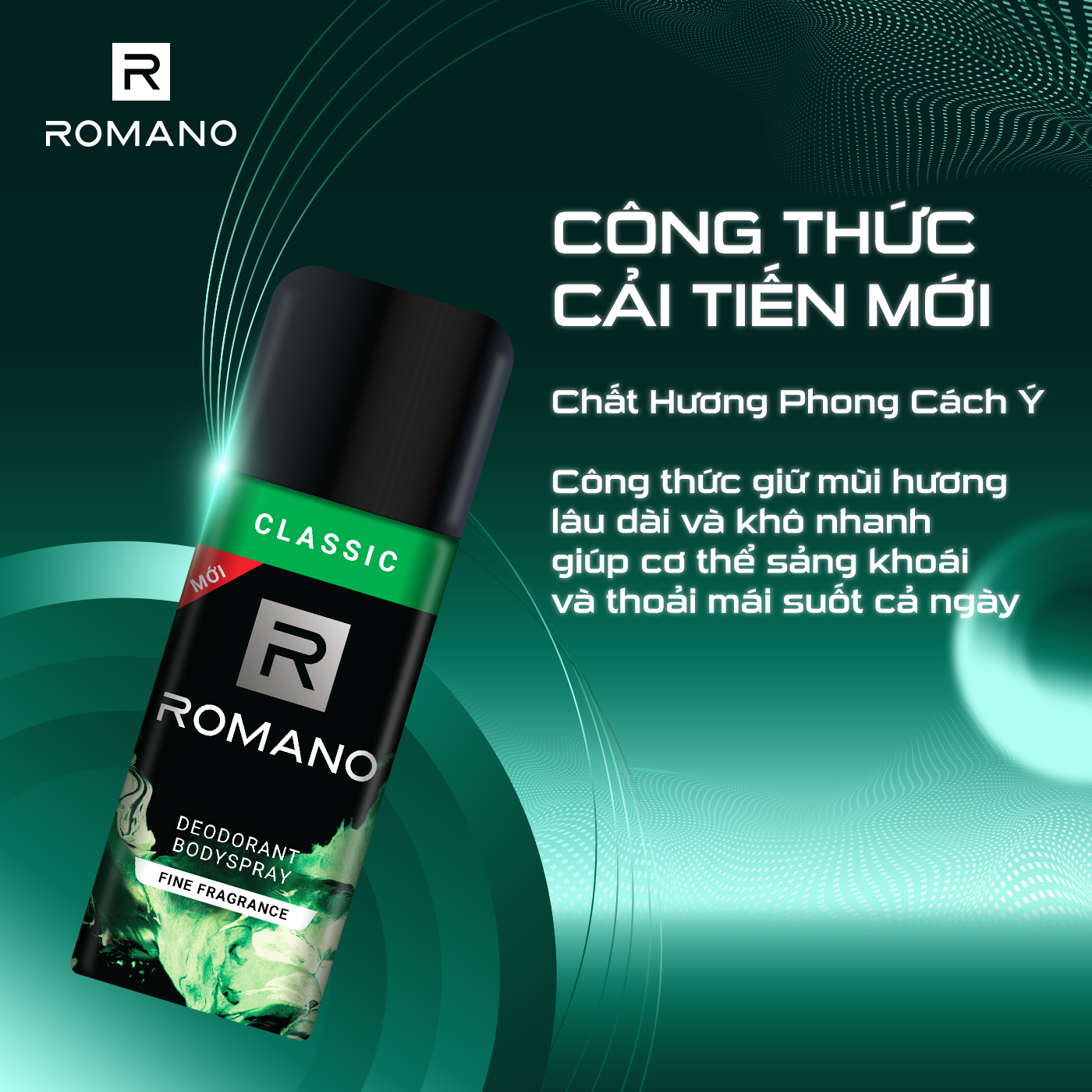 Xịt khử mùi Romano CLASSIC 150ML (Nắp Mới)