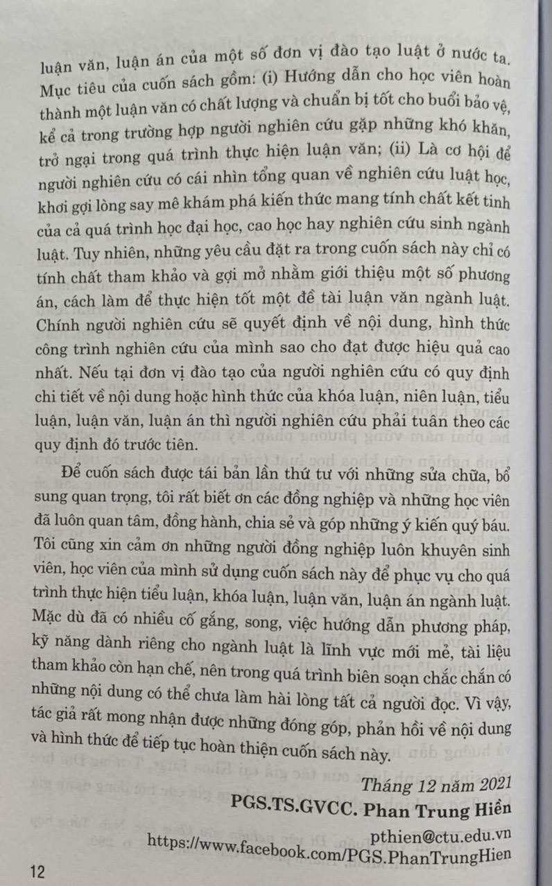 Để Hoàn Thành Tốt Luận Văn Ngành Luật (tái bản lần thứ sáu, có sửa chữa, bổ sung)