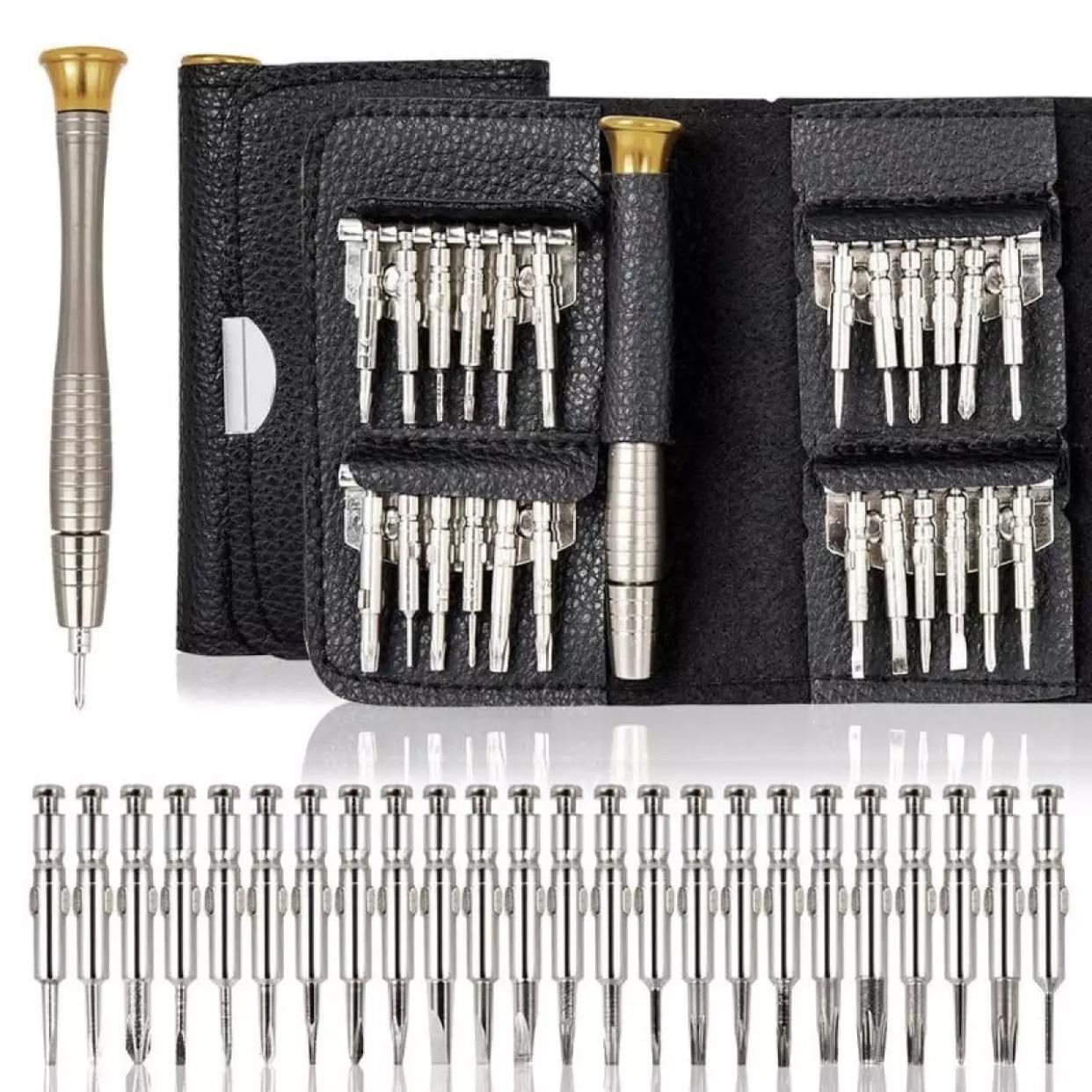 Bộ tua vít đa năng sửa chữa đồ dùng ví da 25 đầu 25món , Bộ dụng cụ sửa máy tính điện thoại đồng hồ Sửa chữa quạt điện tivi tủ lạnh sữa chữa tất vật dụng trong nhà