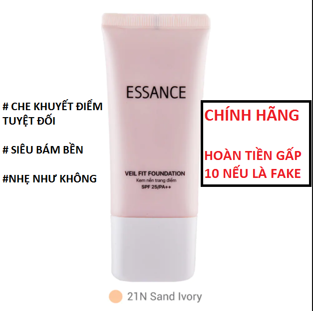 [HCM]Kem Nền Essance Vdivov Veil Fit Foundation 30ml .#21 Sand Ivory Tông Da Sáng #23 Da Tự Nhiên CHE KHUYẾT ĐIỂM TUYỆT ĐỐI