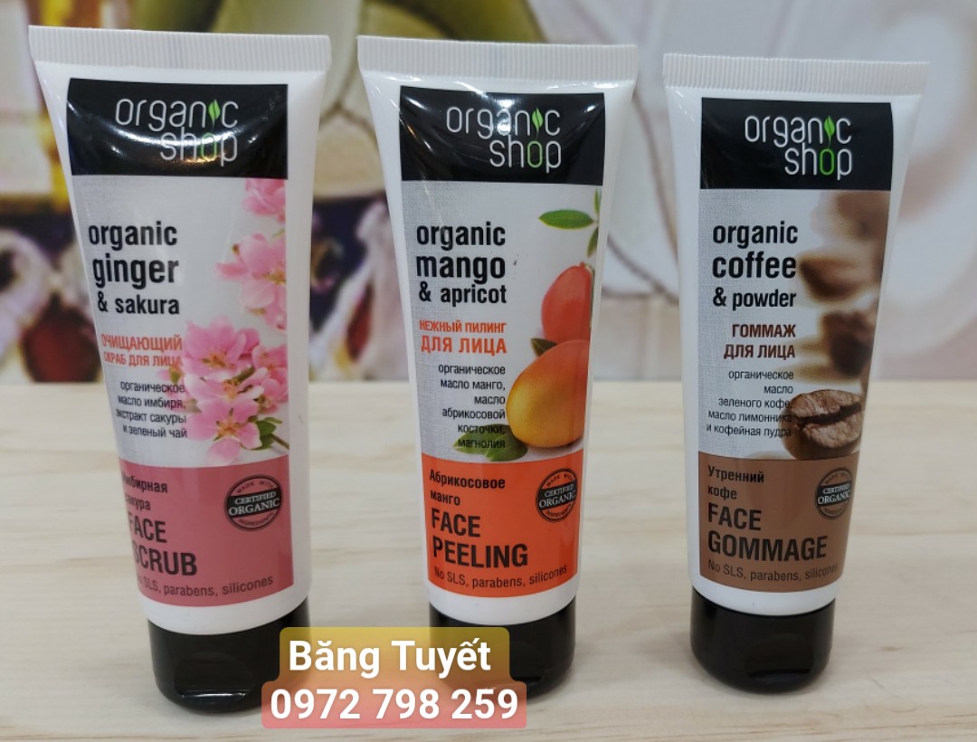 Tẩy tế bào da chết mặt Organic Shop 75ml