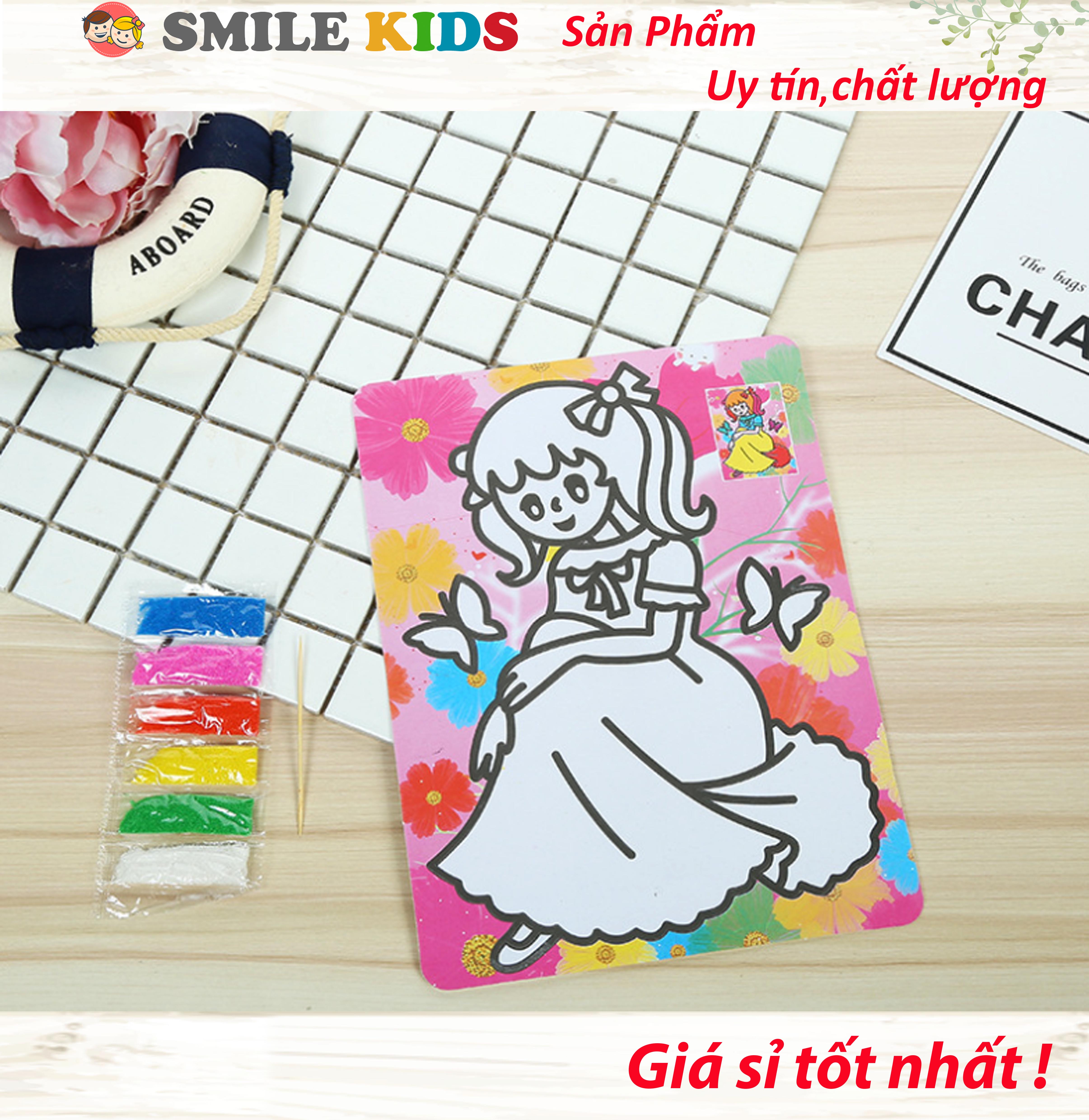 [COMBO SỈ] - 60 tranh cát khổ A5  nền mầu cho bé( có kèm cát)