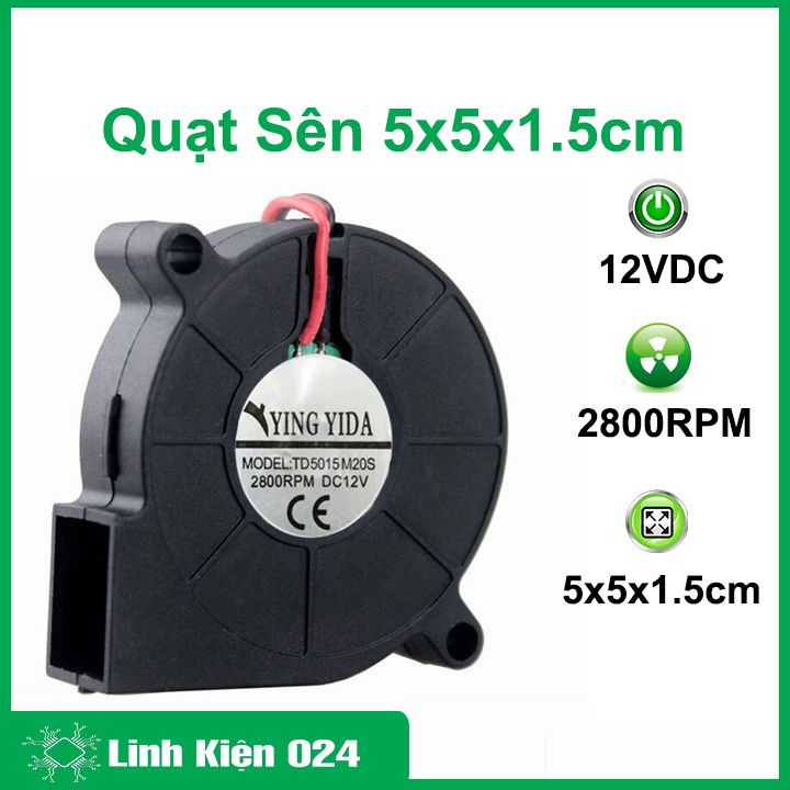 Quạt sên 12V kích thước 5x5x1.5cm tốc độ quay 2800RPM làm mát, tản nhiệt máy